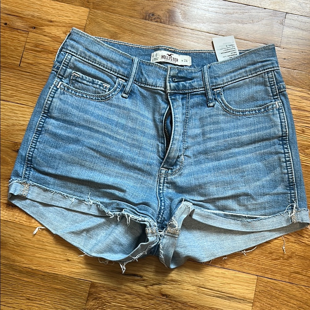 Hollister Blue Jean Shorts Distressed Cut-Off Style